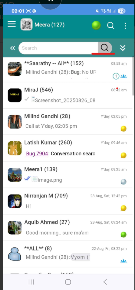 Search contacts