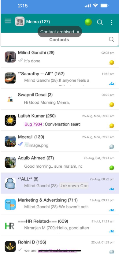 Search contacts