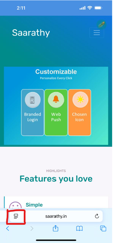 Add to home screen